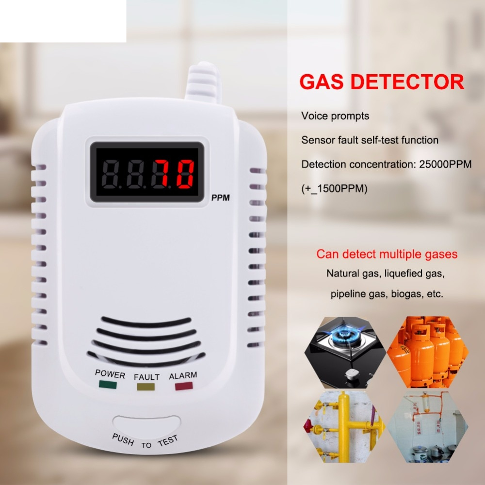 Standalone Plug-In Combustible Gas Detector LPG LNG Coal Natural Gas Leak Alarm Sensor