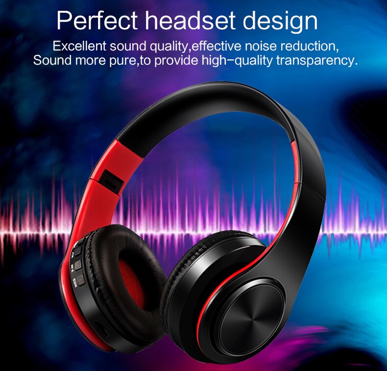 HIFI Stereo Earphones Bluetooth Headphone Music Headset FM and Support SD Card with Mic for Mobile XiaoMi Iphone Sumsamg Tablet