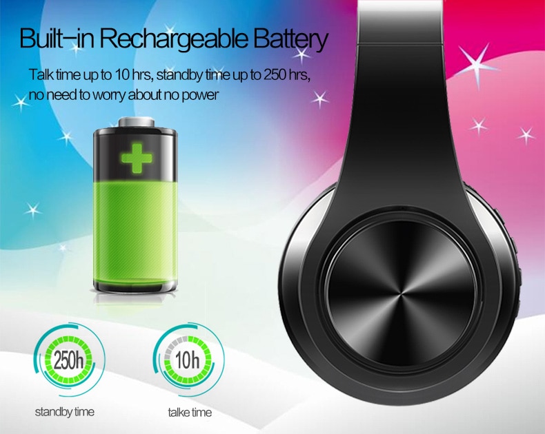 HIFI Stereo Earphones Bluetooth Headphone Music Headset FM and Support SD Card with Mic for Mobile XiaoMi Iphone Sumsamg Tablet