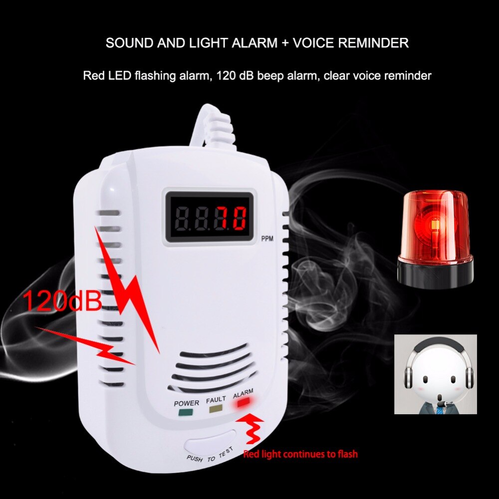 Standalone Plug-In Combustible Gas Detector LPG LNG Coal Natural Gas Leak Alarm Sensor