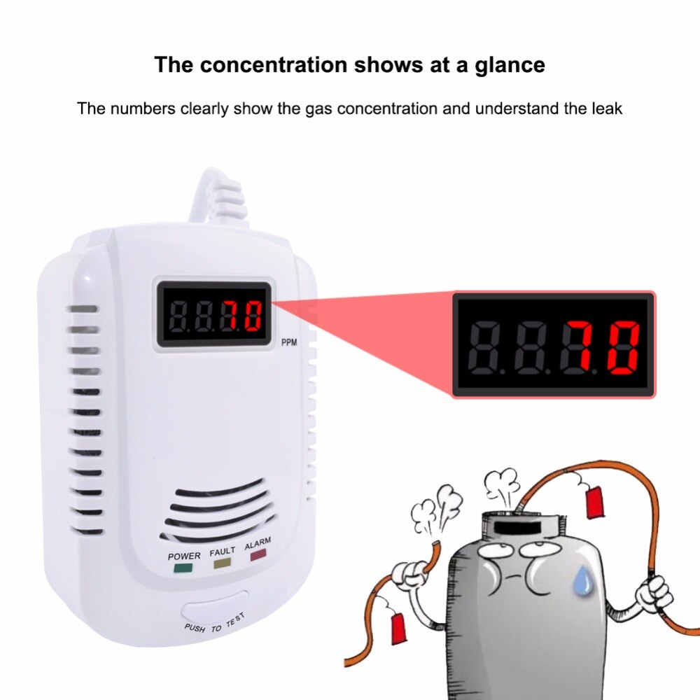 Home Standalone Plug-In Combustible Gas Detector LPG LNG Coal Natural Gas Leak Alarm Sensor