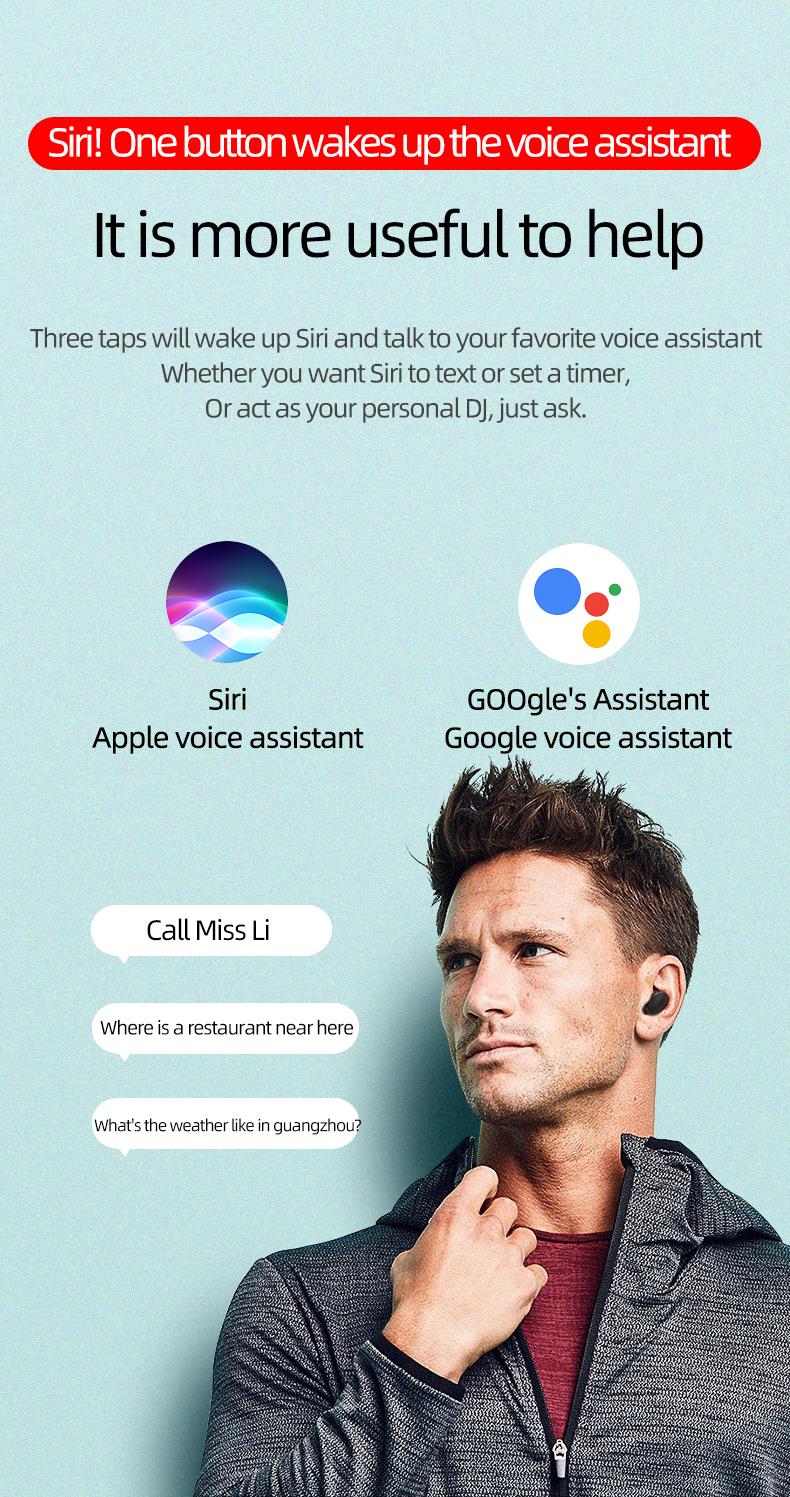 TWS Bluetooth V5.0 Earphones Wireless Headphones With Microphone Sports Waterproof HIFI Stereo Earbuds Noise Cancelling Headset