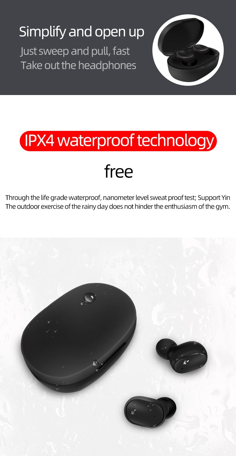 TWS Bluetooth V5.0 Earphones Wireless Headphones With Microphone Sports Waterproof HIFI Stereo Earbuds Noise Cancelling Headset